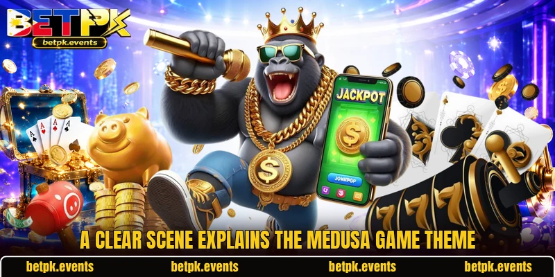 A clear scene explains the Medusa game theme