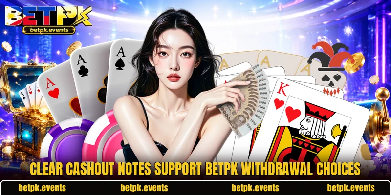 Clear cashout notes support BETPK withdrawal choices