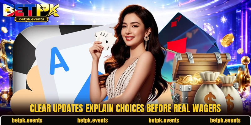 Clear updates explain choices before real wagers