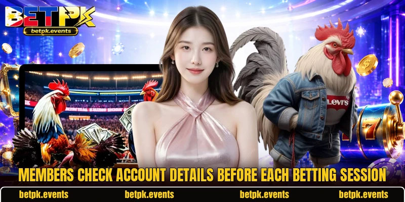 Members check account details before each betting session