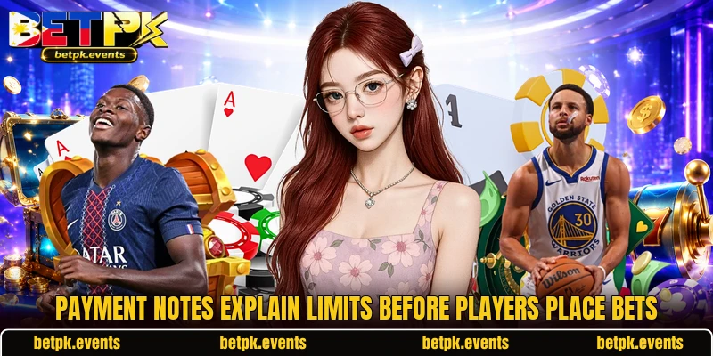 Payment notes explain limits before players place bets