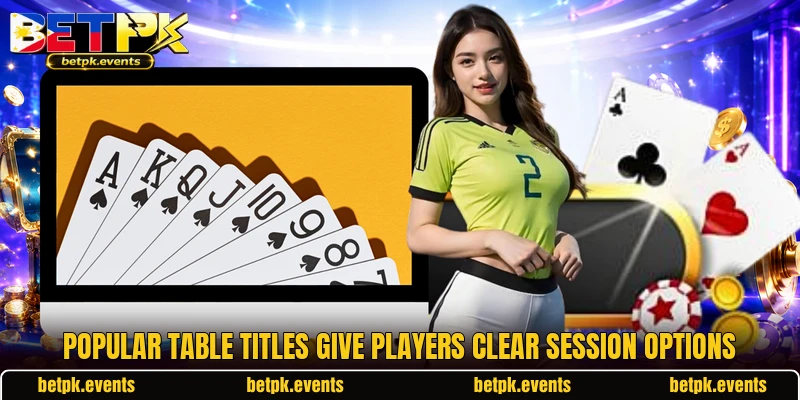 Popular table titles give players clear session options